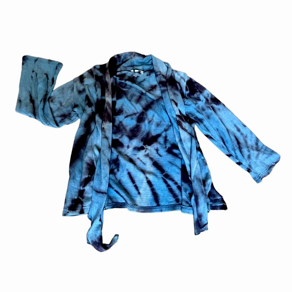 Yak n Yeti Tie Dye Blue & Dark Purple Open Cardigan Size Medium - Picture 2 of 16
